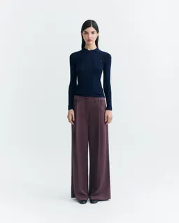 thinking mu Thinking MU Damen vegan Hose Molly Mit Weitem Bein Und Falten Dunkelweinrot – Produktbild 1 von 1