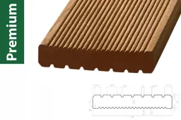 woodstore24 Bangkirai Premium, FSC zertifiziert,  KD, einseitig grob profiliert / fein geriffelt 25 x 145 mm, (FSC 100 zertifiziert), Länge: 3,66 m - Sichtseite fein geriffelt – Produktbild 1 von 1