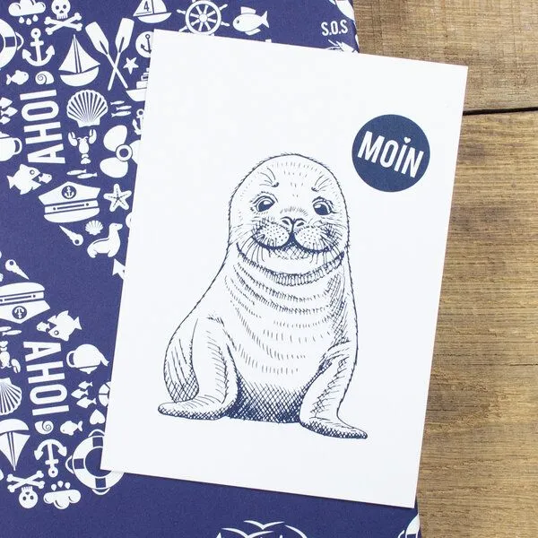 Bow & Hummingbird Bow & Hummingbird Postkarte "Moin Seehund" – Produktbild 4 von 4