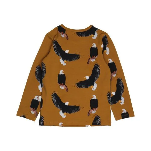 Walkiddy Walkiddy Kinder Langarmshirt GOTS zertifiziert, 95% Bio-Baumwolle, senf, Adler-Muster, weich & elastisch, Mustard, – Produktbild 3 von 3