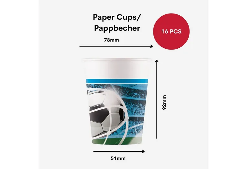 Procos Einweggeschirr-Set Fussball Partygeschirr Set 52-tlg Kindergeburtstag Football Teller, 16 Personen, Bunt, – Produktbild 3 von 5