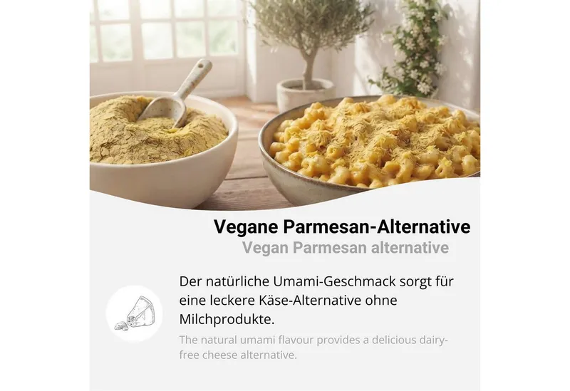 DistrEbution Gewürz Hefeflocken, vegane Parmesan-Alternative für Pasta und Salate, 1 x, Würzig-nussiger Umami-Geschmack, inaktive Nährhefe – Produktbild 5 von 5