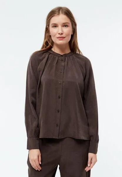 Givn Berlin Givn Berlin Bluse GBSMILLA mit Puffärmeln aus TENCEL mit Peach-Effekt, Coffee brown, – Produktbild 2 von 4