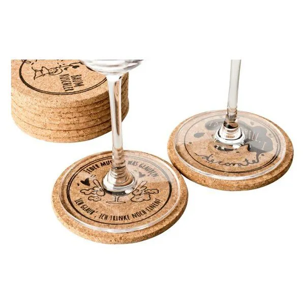 Kork-Deko Kork-Deko Spaßige und lustige Untersetzer aus Kork für Gläser und Tassen | 9er-Set | Ø = 9 cm – Produktbild 5 von 5