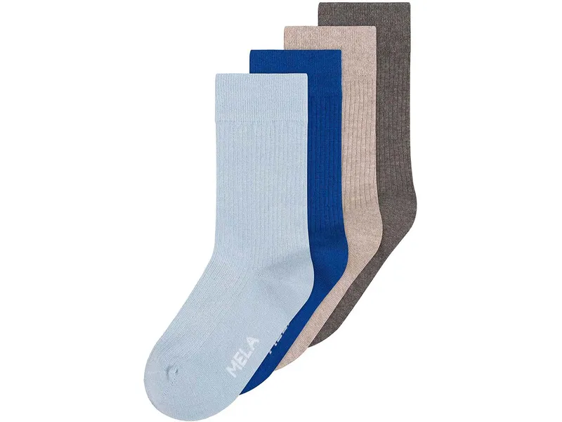 MELA MELA Gerippte Socken 4 Paare aus 100% Bio-Baumwolle, Mix blue earth, – Produktbild 1 von 5