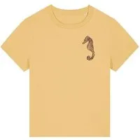 ilovemixtapes ilovemixtapes Nachhaltiges Damen T-Shirt mit Seepferdchen-Motiv – zeitlos, bequem & fair produziert, Nispero (gelb), – Produktbild 1 von 1