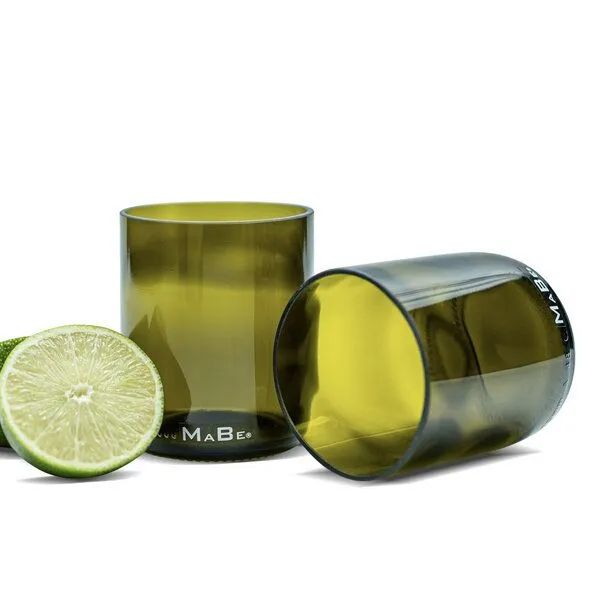 MaBe MaBe Nachhaltiges Trinkglas 1 Stk - handgefertigt aus leergetrunkenen Weinflaschen - 250ml, Oliv, – Produktbild 1 von 8