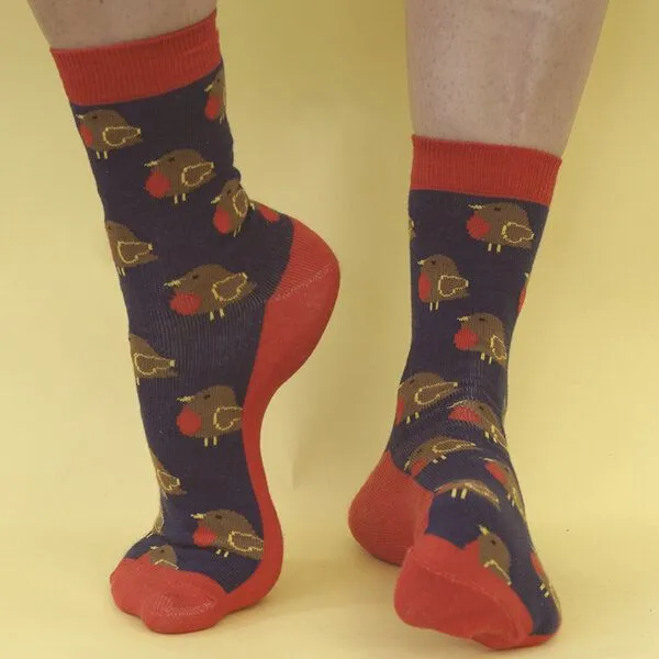 Fräulein Prusselise Fräulein Prusselise Rotkehlchen Socke Robyn, blau, rot, bunt gemustert – Produktbild 2 von 2