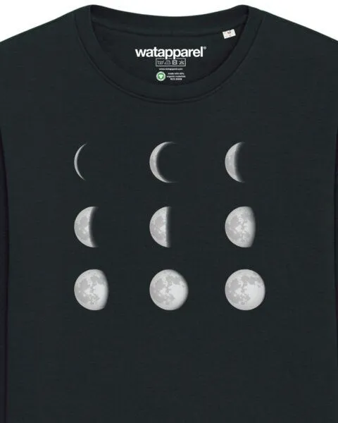 watapparel watapparel Sweatshirt Unisex Moonphases, Black, – Produktbild 3 von 3