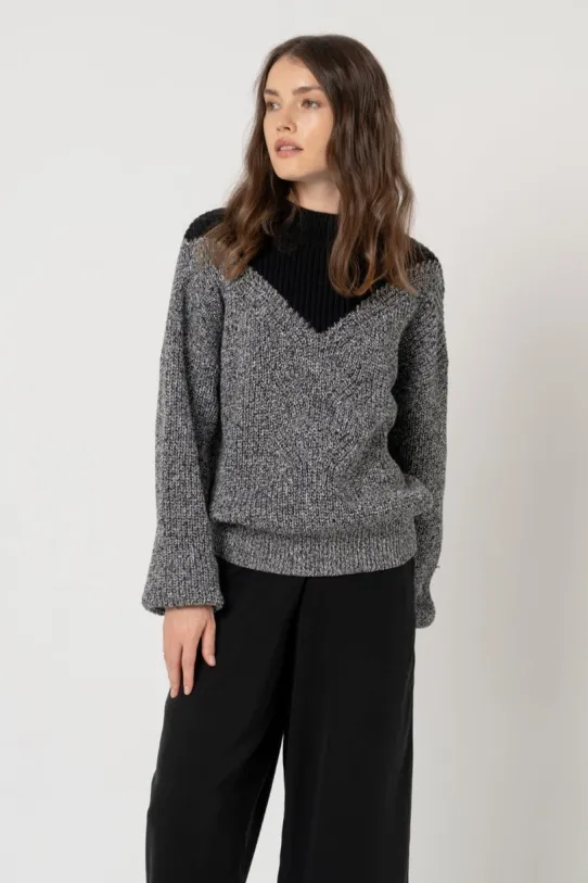 Lovjoi LOVJOI Damen vegan Pullover Melindis Schwarz Melange, Schwarz, – Produktbild 2 von 2