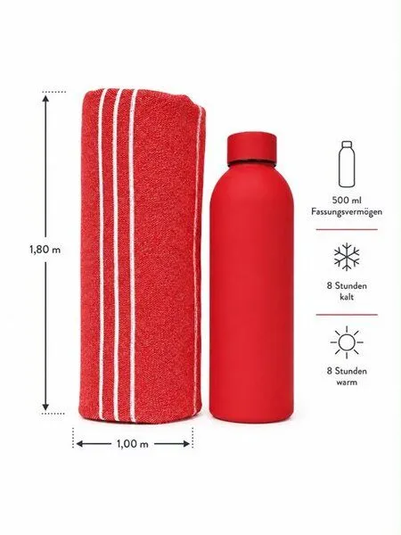 Sandiik Sandiik Allrounder Tuch Geschenke Set mit Thermoflasche, Rot, – Produktbild 4 von 4