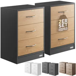 Casaria® Nachttisch Eloise 2er-Set Holz/Grau 54x39x28cm – Produktbild 1 von 1