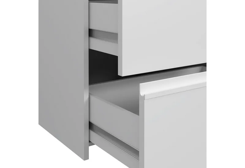 FORTE Schwebetürenschrank Winn2 mit Spiegel und 3 Schubkästen, Weiß, – Produktbild 4 von 5