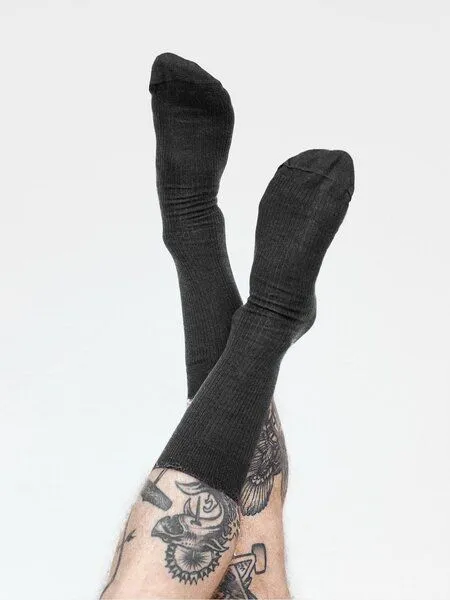 erlich textil erlich textil Casual Cotton Gerippte Socken im 3er Pack aus Bio-Baumwolle, Schwarz-melange, – Produktbild 1 von 4