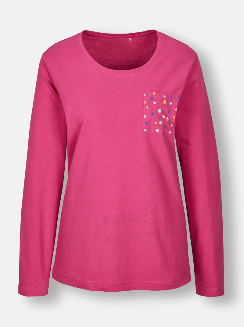 wäschepur Schlafanzug-Shirt fuchsia, Fuchsia, – Produktbild 1 von 2