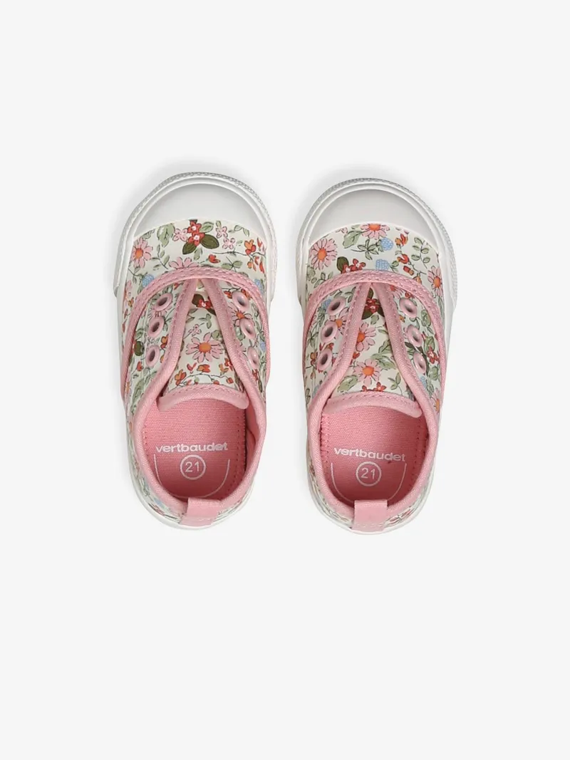 Vertbaudet Baby Stoff-Sneakers mit Gummizug, Rosa bedruckt, – Produktbild 4 von 4
