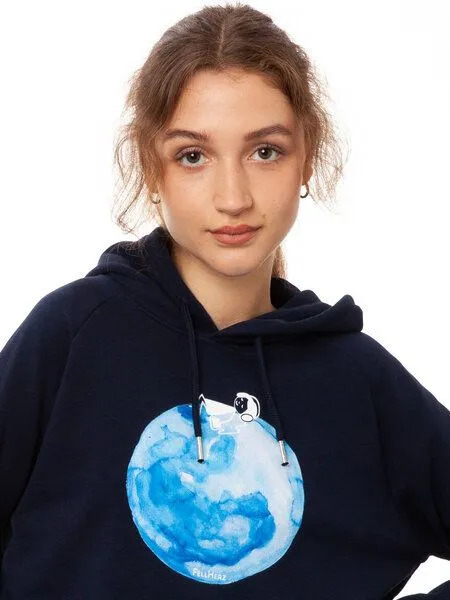 FellHerz FellHerz Damen Hoodie Moon Girl navy – Produktbild 4 von 6