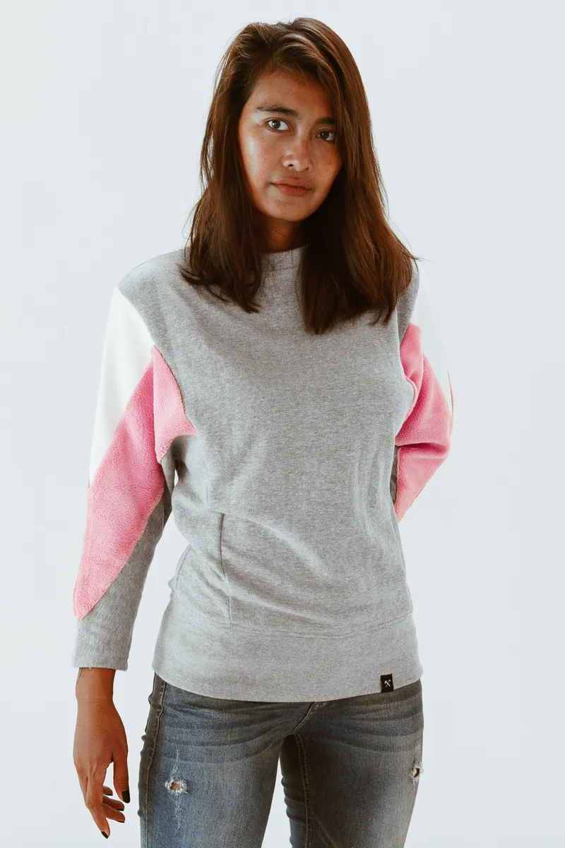 The Driftwood Tales The Driftwood Tales Damen vegan Sweatshirt Amy Grau Rosa Weiß, Dunkelpink, – Produktbild 2 von 2