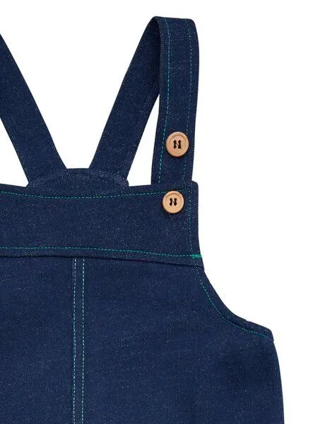 loud + proud loud + proud Babys & Kinder Latzhose in Jeans-Optik, GOTS-zertifiziert, Ultramarine(blau), – Produktbild 4 von 4
