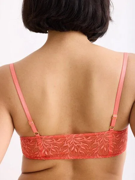 erlich textil erlich textil Dreamy Lace Bandeau Bralette mit Spitze aus recyceltem Polyamid, made in Europe, Wilde orange, – Produktbild 7 von 7
