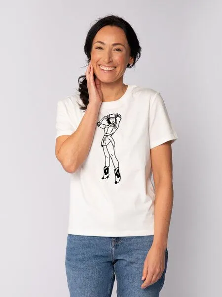 watapparel watapparel T-Shirt Frauen Cowgirl, Off white, – Produktbild 1 von 4