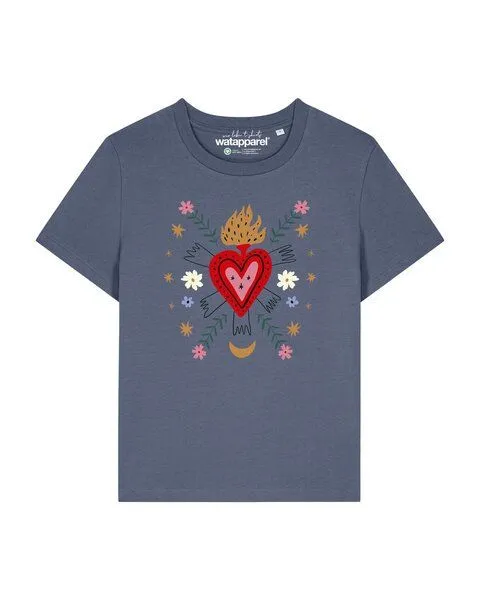 watapparel watapparel T-Shirt Frauen Love and flex, Blue grey, – Produktbild 1 von 4