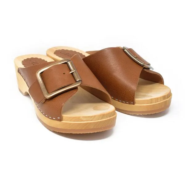 Grünbein Shoes Grünbein Shoes Holzclog-Pantolette Banu, Whisky, – Produktbild 3 von 4