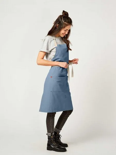 KAYA&KATO KAYA&KATO Latzschürze lang OVEN, Taubenblau, – Produktbild 1 von 4
