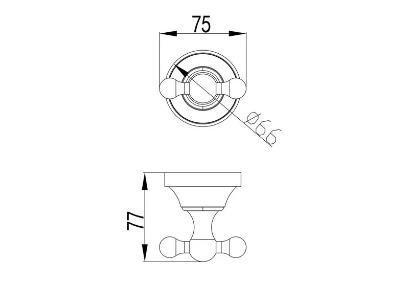 PaulGurkes Handtuchhalter COSMOS, Massives Messing, verchromt, weiße Keramikeinlage – Produktbild 3 von 5