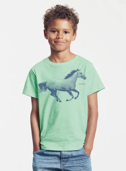 Peaces.bio - handbedruckte Biomode Peaces.bio - handbedruckte Biomode Bio-Kinder T-Shirt Horsepower, Mint, – Produktbild 2 von 2