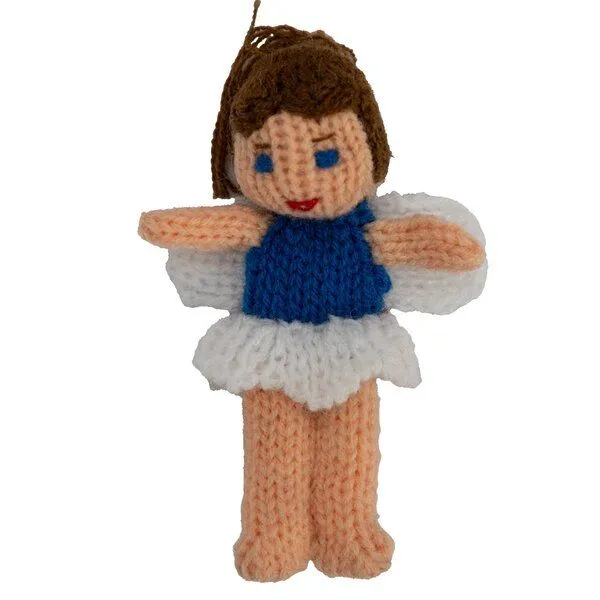 El Puente El Puente Gestrickte Fingerpuppe "Elfe" | Fair Trade & Handmade aus Peru, Blau,weiß, – Produktbild 1 von 1