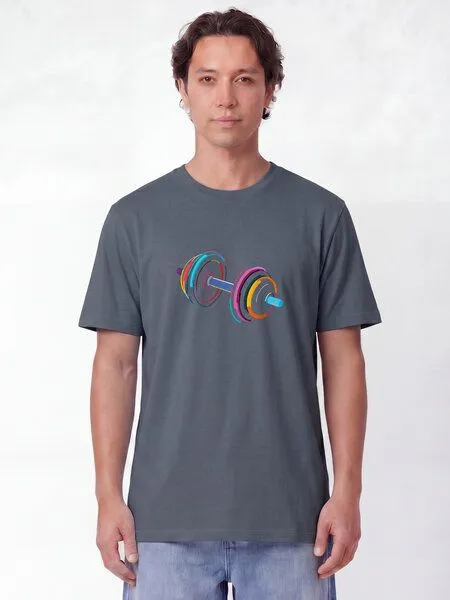watapparel watapparel T-Shirt Unisex 80s Hantel, Blue grey, – Produktbild 2 von 2