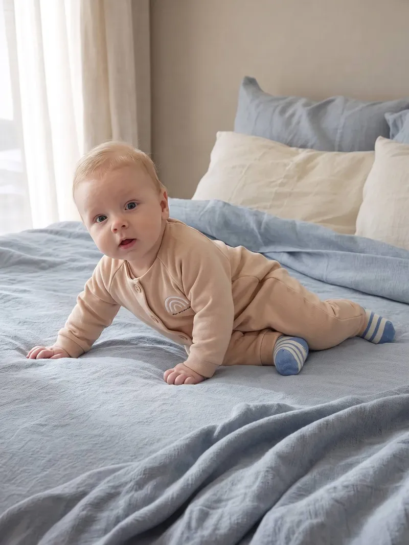 Vertbaudet Vertbaudet Baby Overall mit langen Ärmeln, Beige, – Produktbild 2 von 4