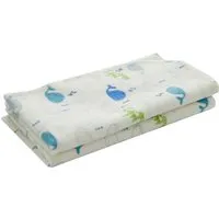HANS NATUR Moltontücher Bio-Baumwolle 2er Set, 80 x 80 cm Wale – Produktbild 1 von 1