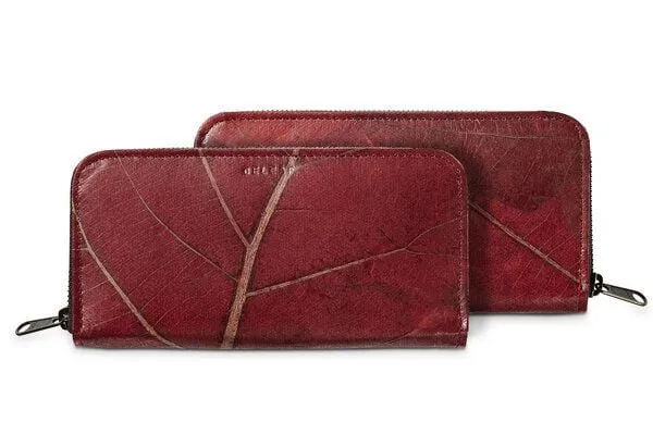 BELEAF BELEAF Großes veganes Portemonnaie "BIG LEAF" aus Blattleder, Poppy red, – Produktbild 2 von 4