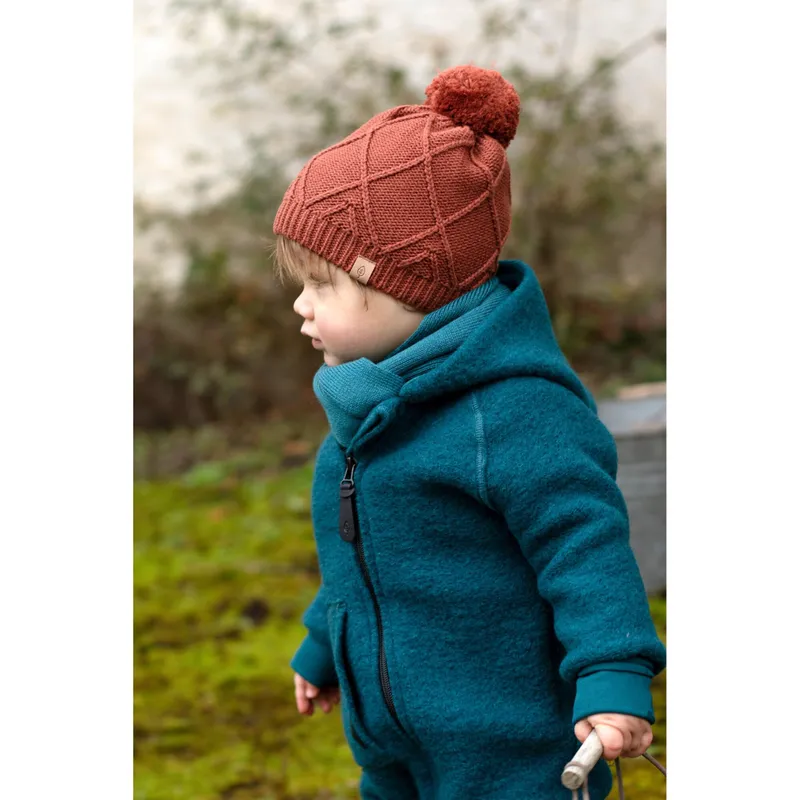 Pure Pure Pure Pure Wollwalk-Overall mit Kapuze und Klappbündchen, Tuerkis, – Produktbild 2 von 3