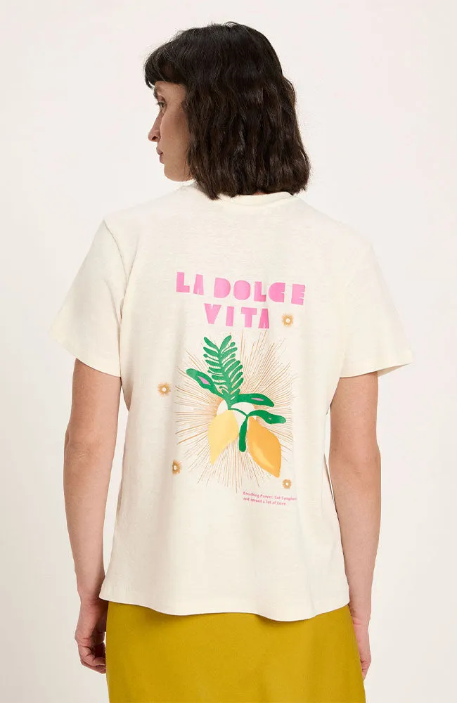 LANIUS Lanius Damen vegan T-Shirt Dolce Vita Ungefärbt Beige, Beige, – Produktbild 1 von 1
