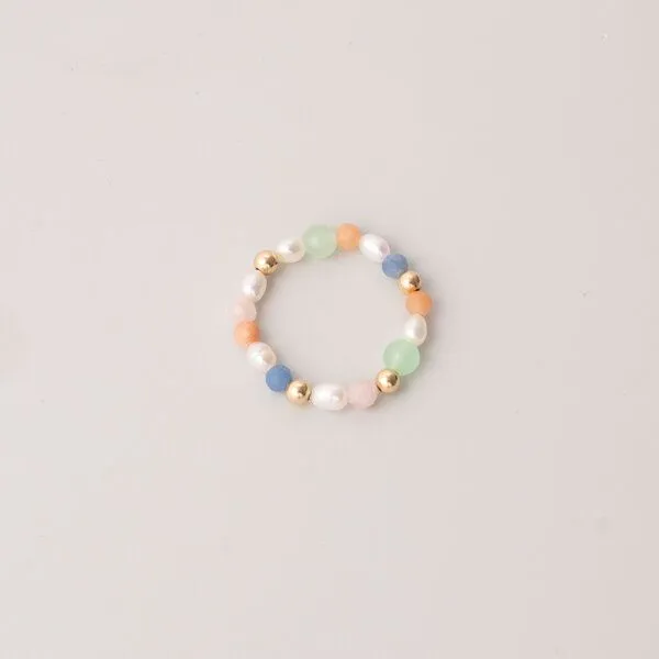 fejn jewelry fejn jewelry Ring 'summer pearl' mit Süsswasserperlen und Halbedelsteinen, Gold, – Produktbild 1 von 1
