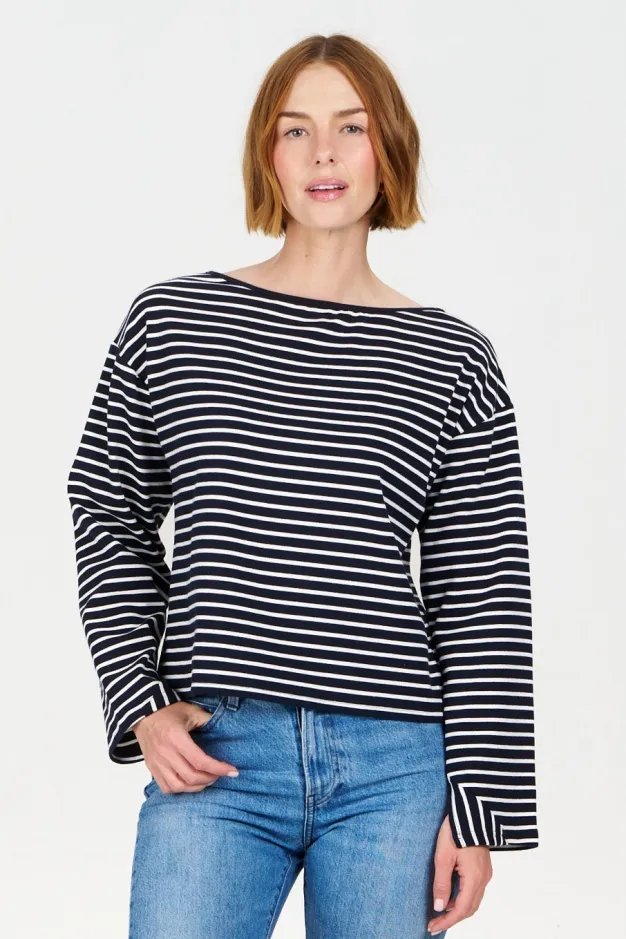 KOMODO KOMODO Damen vegan Top June Marineblau Gestreift, Extra dunkelblau, – Produktbild 2 von 2