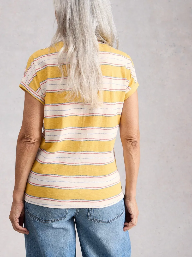 White Stuff T-Shirt Nelly mit Keilausschnitt - 40, Gelb multi, – Produktbild 4 von 4