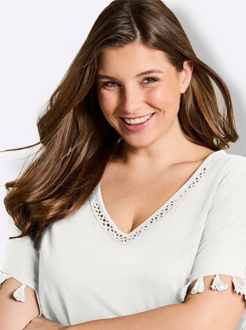 sheego Longshirt ecru, Ecru, – Produktbild 1 von 2