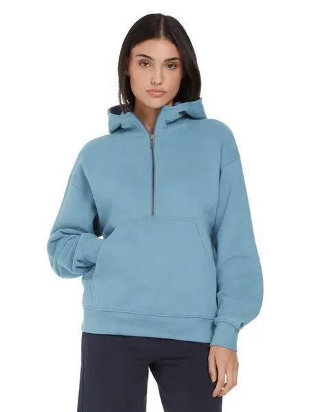 EarthPositive EarthPositive Damen Hoodie - Half Zip Suede - aus Bio-Baumwolle, Blue dusk (blau), – Produktbild 1 von 4
