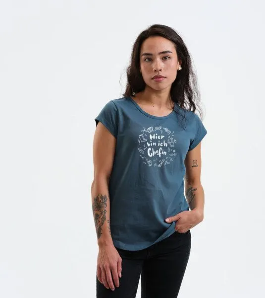 Gary Mash GARY MASH Shirt Asheville Gartenchefin aus Bio-Baumwolle, Petrol, – Produktbild 3 von 4