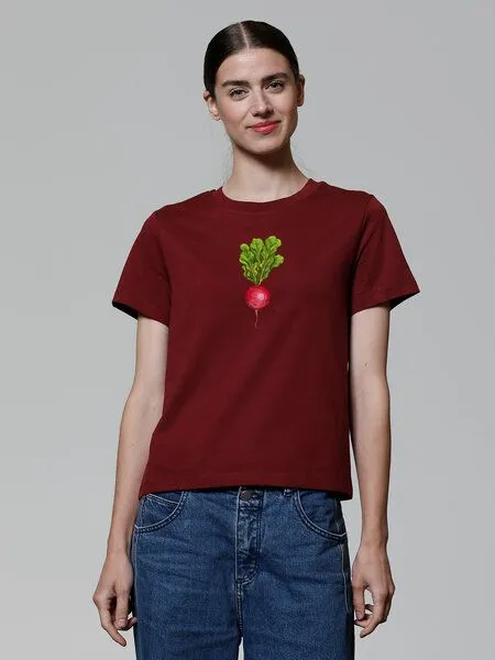 watapparel watapparel T-Shirt Frauen Radieschen, Burgundy, – Produktbild 2 von 3