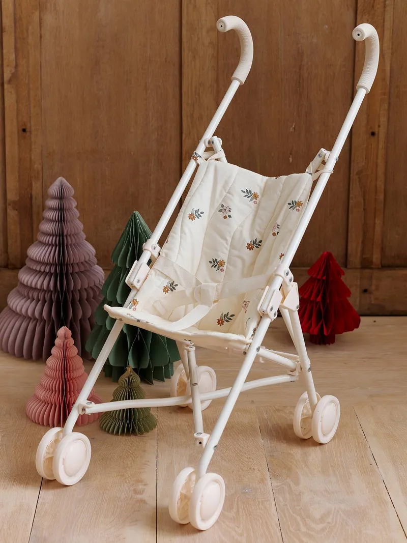 Vertbaudet Puppen-Buggy RETRO FLOWER, Wollweiß, – Produktbild 1 von 3
