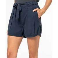 YTWOO YTWOO Damenshorts mit Paperbag Bund aus 100% nachhaltigen Lyocellfasern, Navy, – Produktbild 1 von 1