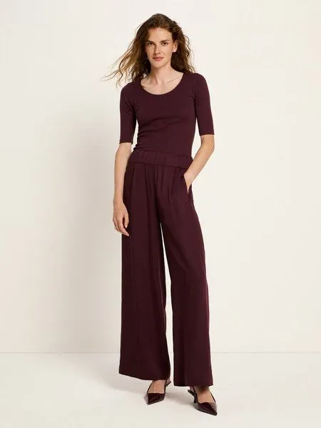 LANIUS LANIUS Hose mit weitem Bein aus TENCEL, Bordeaux, – Produktbild 2 von 4