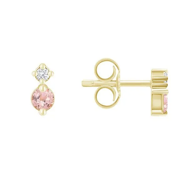 Eppi Eppi Minimalistische Ohrringe mit Morganiten und Diamanten Durante, Gelb, – Produktbild 3 von 4