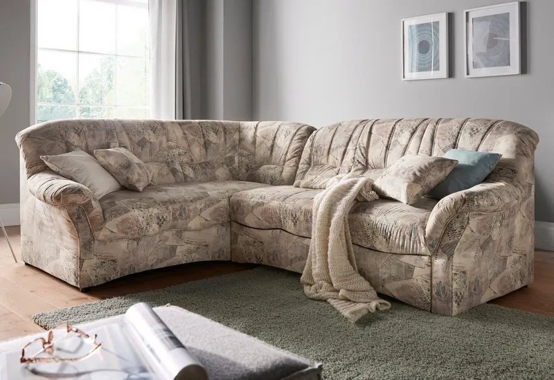 DOMO collection Ecksofa Bahia L-Form, B/T: 256/200 cm, belastbar bis 140kg/Sitz, mit Federkern, Microfaser MELROSE®, Braun, – Produktbild 1 von 5