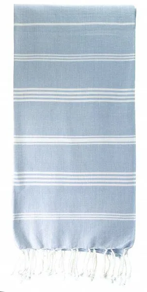 Karawan authentic Karawan authentic Fouta Hamamtuch aus reiner Bio-Baumwolle 200 × 100 cm (Stil HAMMAM), Cloud blue, – Produktbild 2 von 5